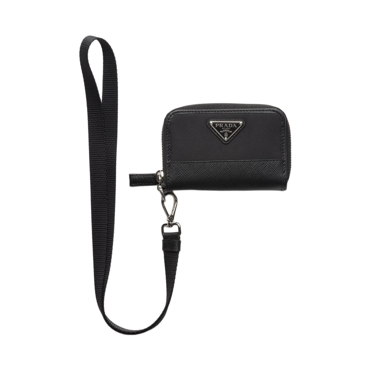 PRADA Nylon And Saffiano Leather Coin Purse Men's Black