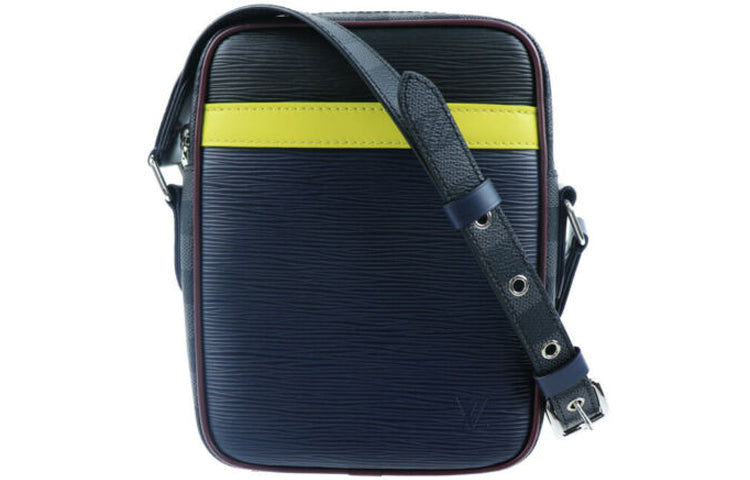 LOUIS VUITTON Danube Leather Handbag, Shoulder Bag Men's Ink Blue