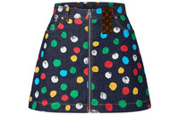 LOUIS VUITTON X Yayoi Kusama Painted Dots Denim Mini Skirt Indigo/Blue