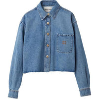 MIU MIU Logo embroidered Cropped Denim Shirt