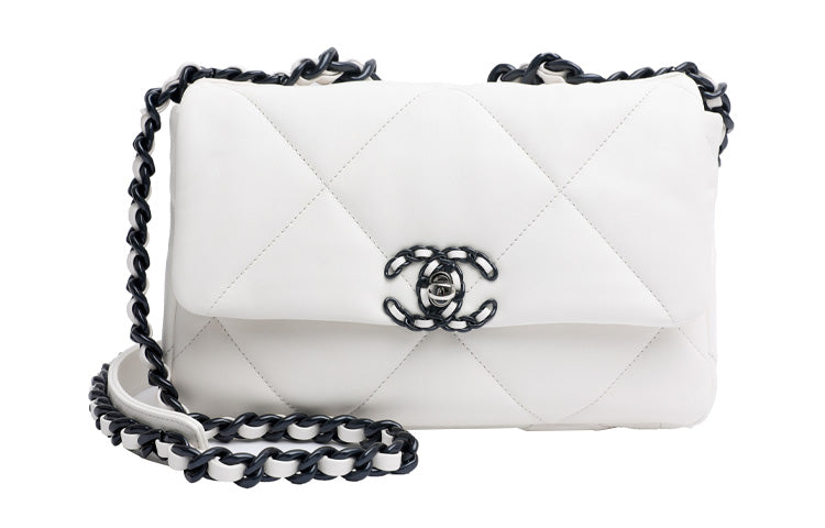 CHANEL 21K Winter Cow Leather Chain Bag Handheld Bag Shoulder Bag Crossbody Bag Women's White