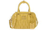 MIU MIU Leather Shoulder Bag Crossbody Bag Handbag Women's Pineapple Yellow