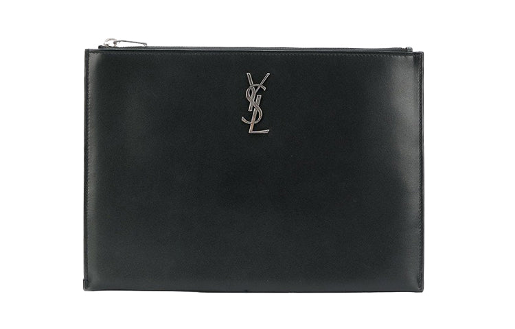SAINT LAURENT Smooth Cow Leather Storage Bag Clutch Men's Black