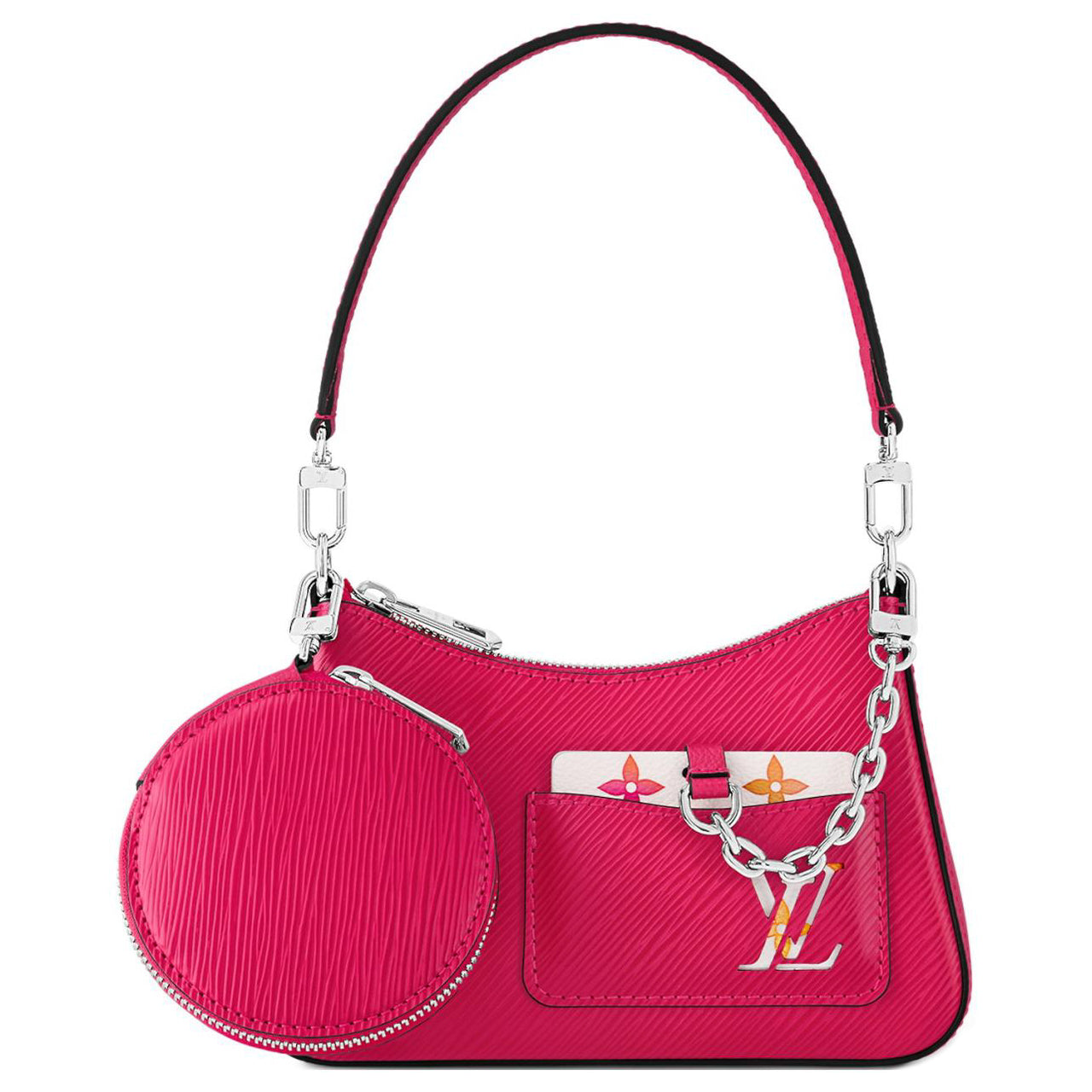 LOUIS VUITTON MARELLINI Smooth Cow Leather Shoulder Bag Handbag Shoulder Bag Women's Fuchsia