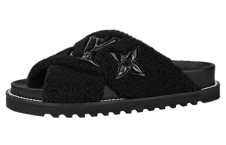LOUIS VUITTON Paseo Comfort Odor Resistant Slide Slippers Women's Black
