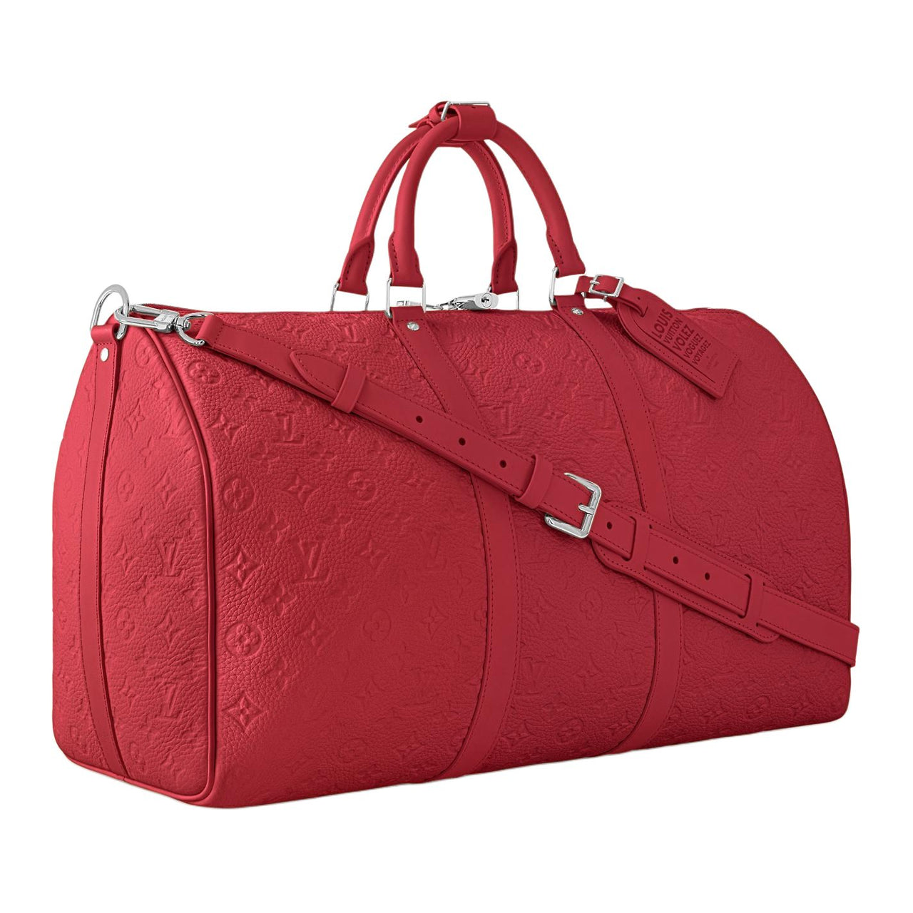 LOUIS VUITTON Keepall Taurillon Cow Leather Travel Bag Women's Red