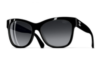CHANEL Acetate Irregular Shape Sunglasses Unisex Black