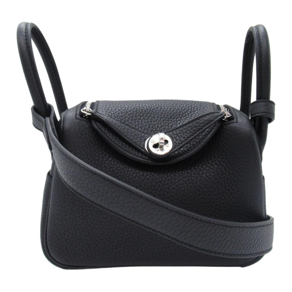 HERMES Lindy Clemence Bullock Leather Portable Crossbody Bag Shoulder Bag Mini Women's 89 Noir Black