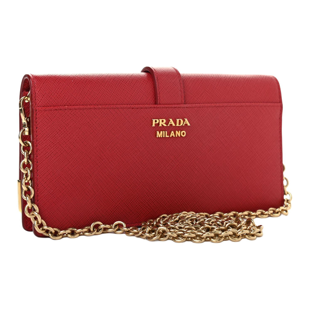 PRADA Cahier Leather Shoulder Bag Mini Women's Red