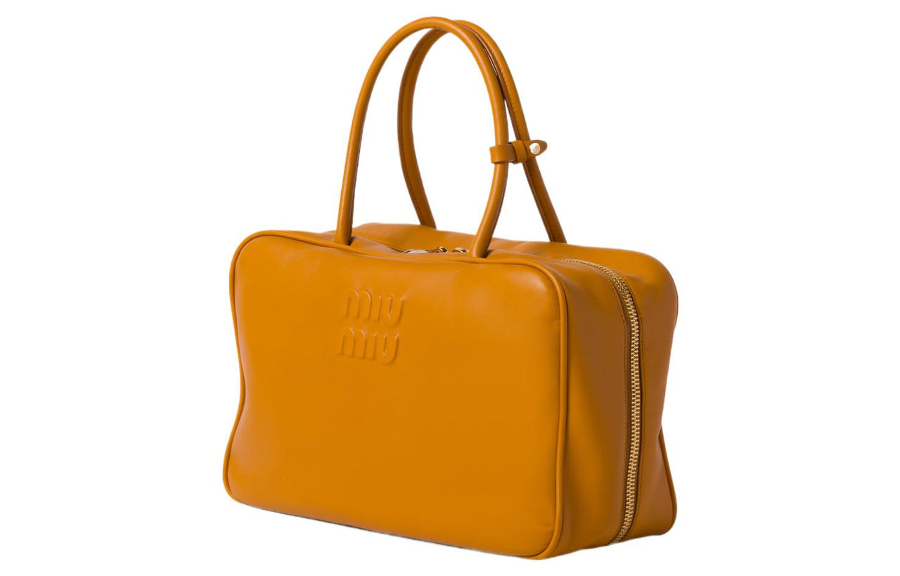 MIU MIU Leather Shoulder Bag Crossbody Bag Handbag Women's Pomegranate Yellow