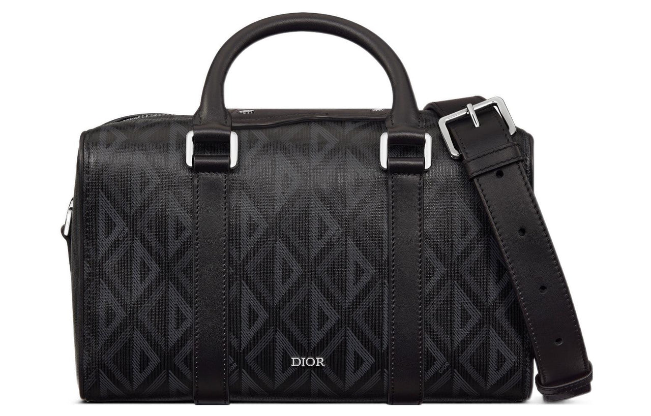 DIOR Lingot Diamond Pattern Canvas With Leather Handbag, Shoulder Bag, Crossbody Bag, Travel Bag Men's Black