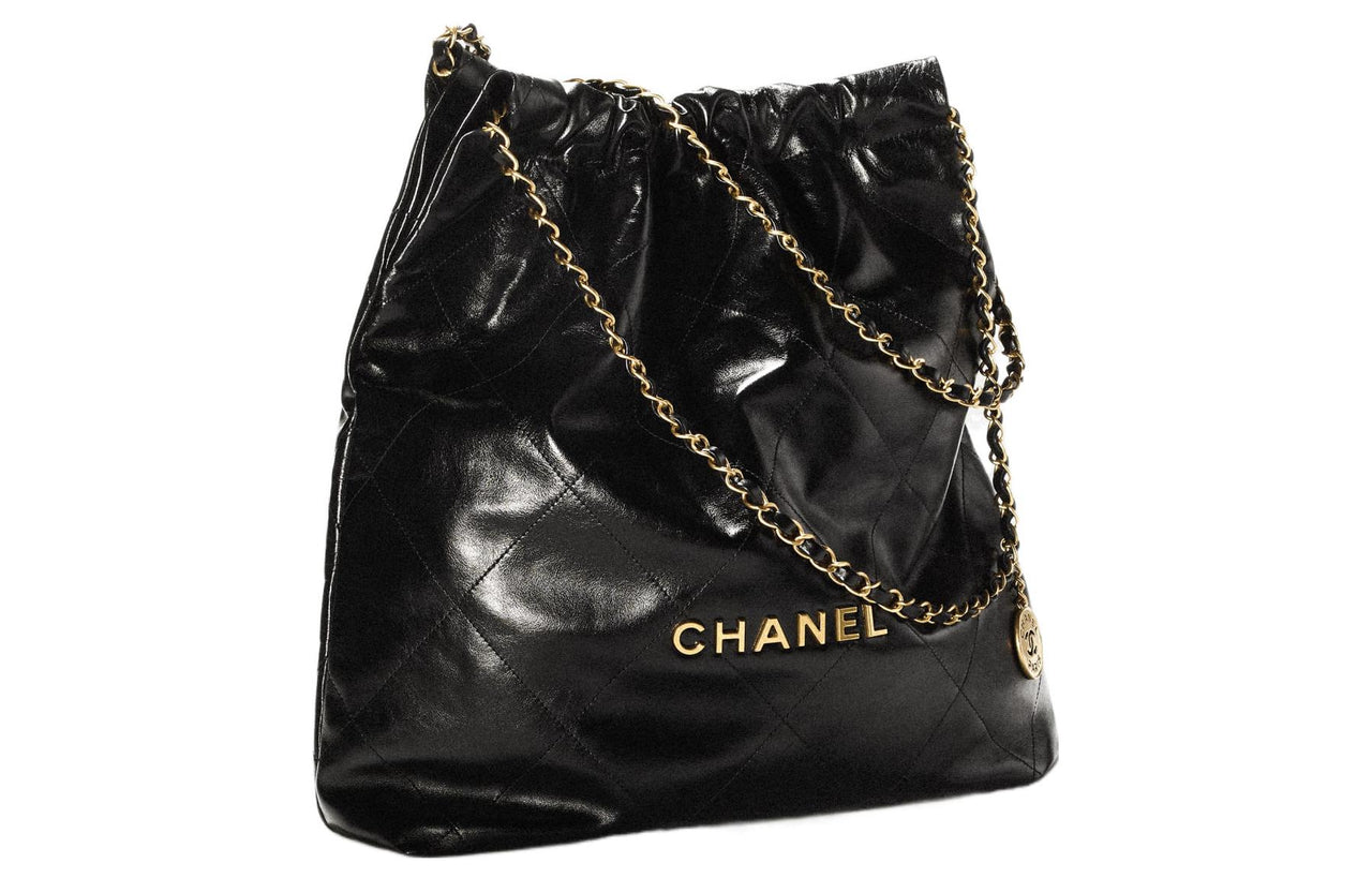 CHANEL 22Bag Smooth Finish Calfskin Tote Bag, Shopping Bag, Portable Crossbody Bag, Shoulder Bag Women's Black