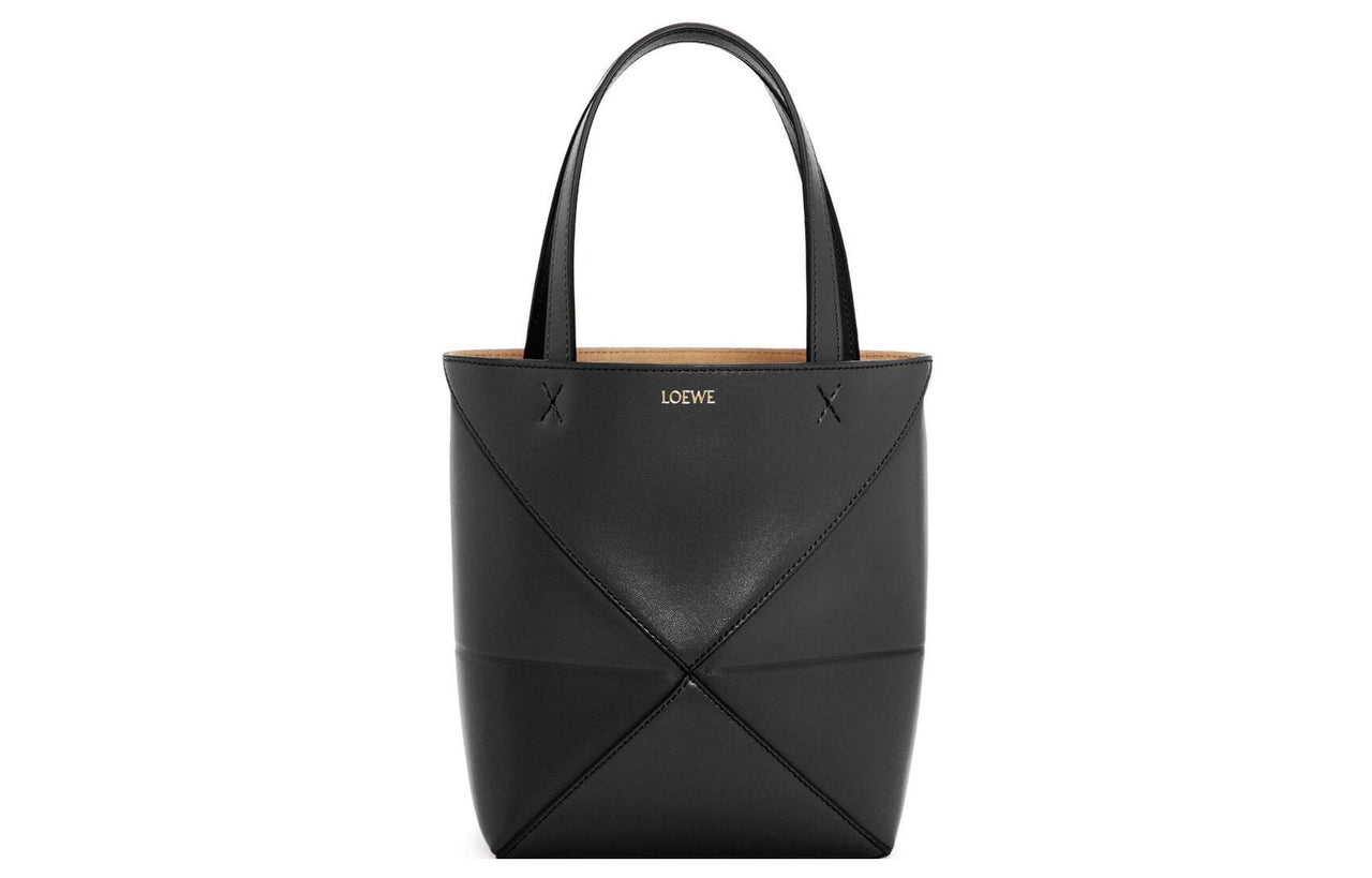 LOEWE Puzzle Fold Calfskin Tote Bag, Shopping Bag, Handbag Mini Men's Black