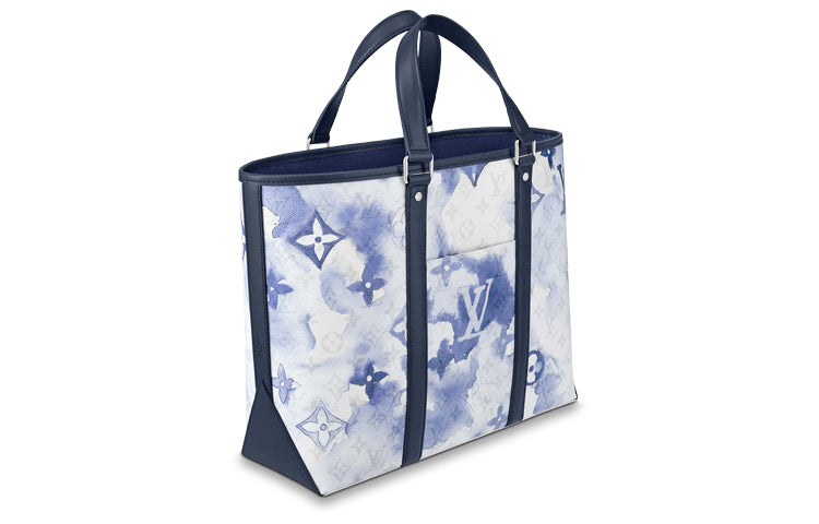 LOUIS VUITTON Canvas Tote Bag Shopping Bag Portable Crossbody Bag Shoulder Bag Men's Gradient Blue