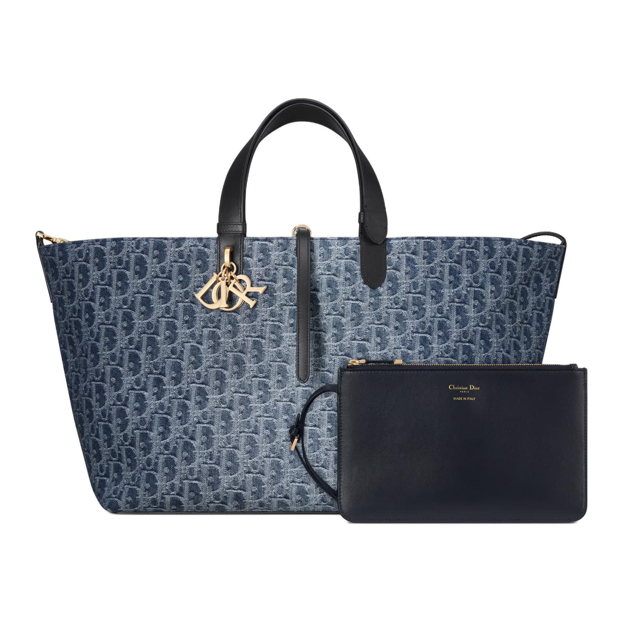 DIOR Oblique Jacquard Fabric Tote Bag, Shopping Bag, Indigenous Bag, Handbag Large Size Women's Blue
