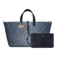 DIOR Oblique Jacquard Fabric Tote Bag, Shopping Bag, Indigenous Bag, Handbag Large Size Women's Blue