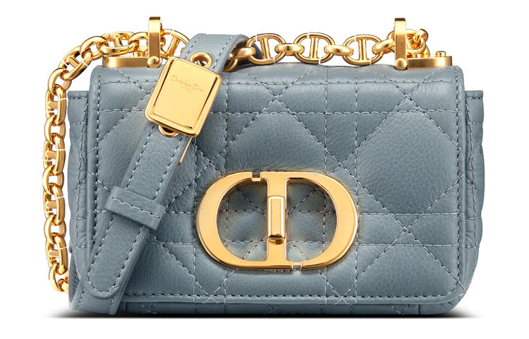 DIOR Caro Calfskin Crossbody Bag, Shoulder Bag Women's Blue