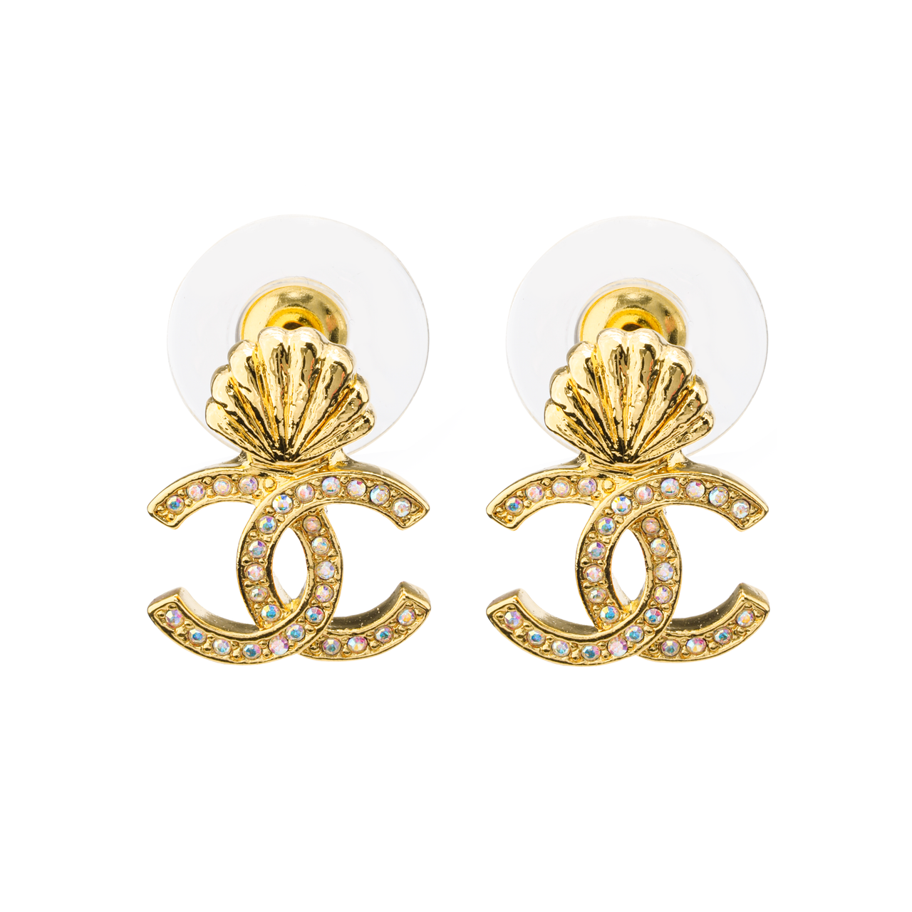 CHANEL Stud Earrings Women's Gold