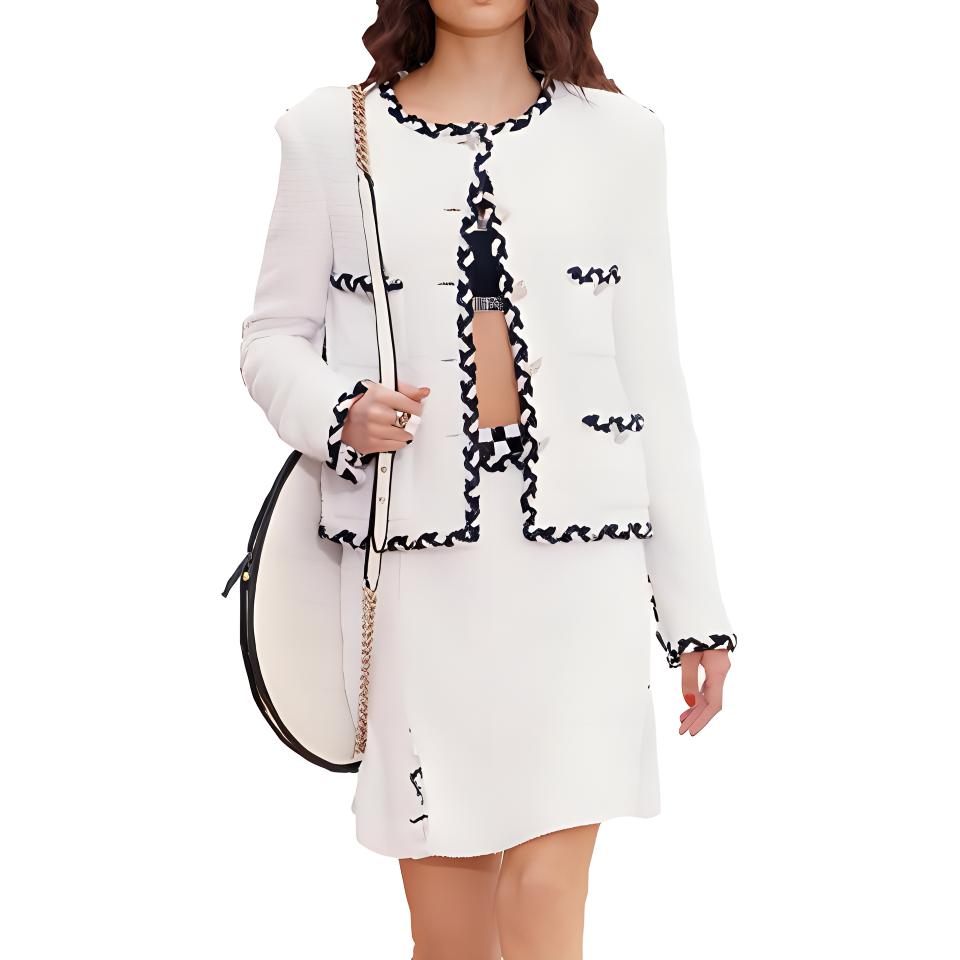 CHANEL Jackets Coats Women's Black White