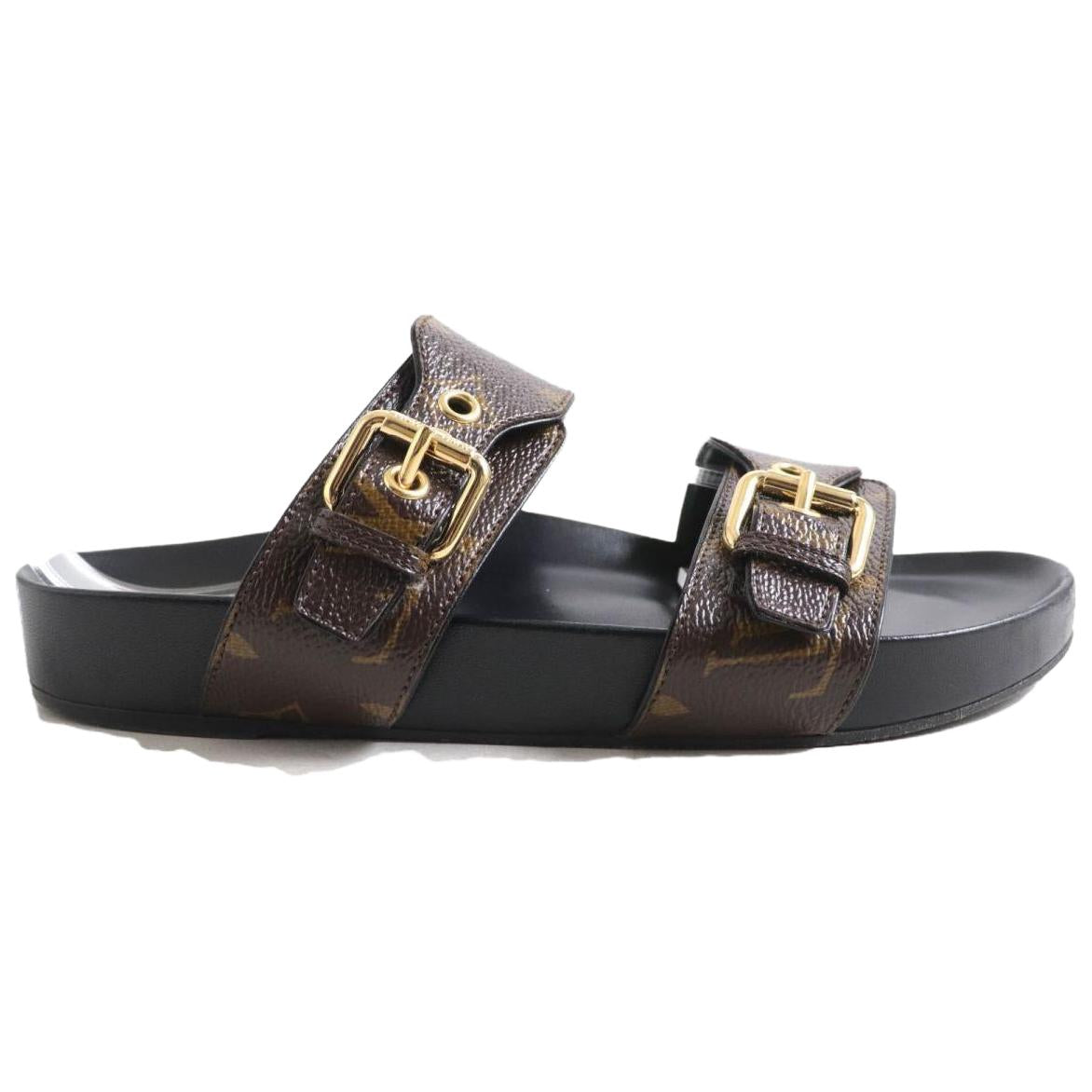 LOUIS VUITTON Bom Dia Flat Mules Black Women's