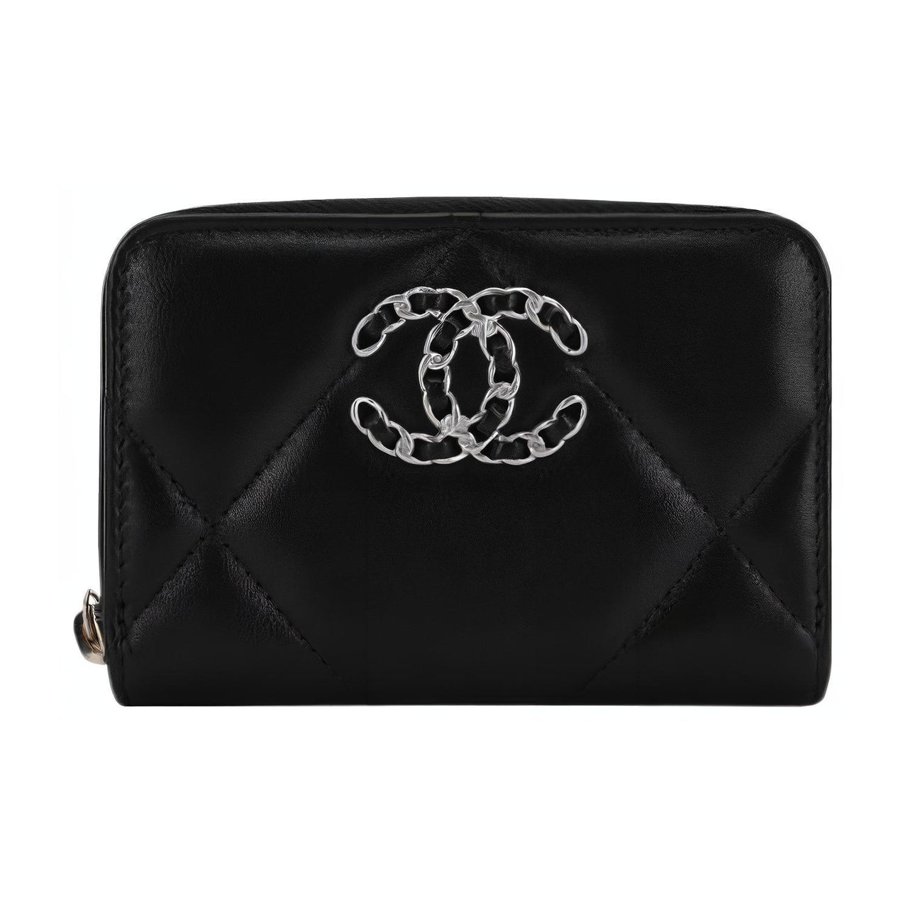 CHANEL Lambskin Coin Purse Women's Black