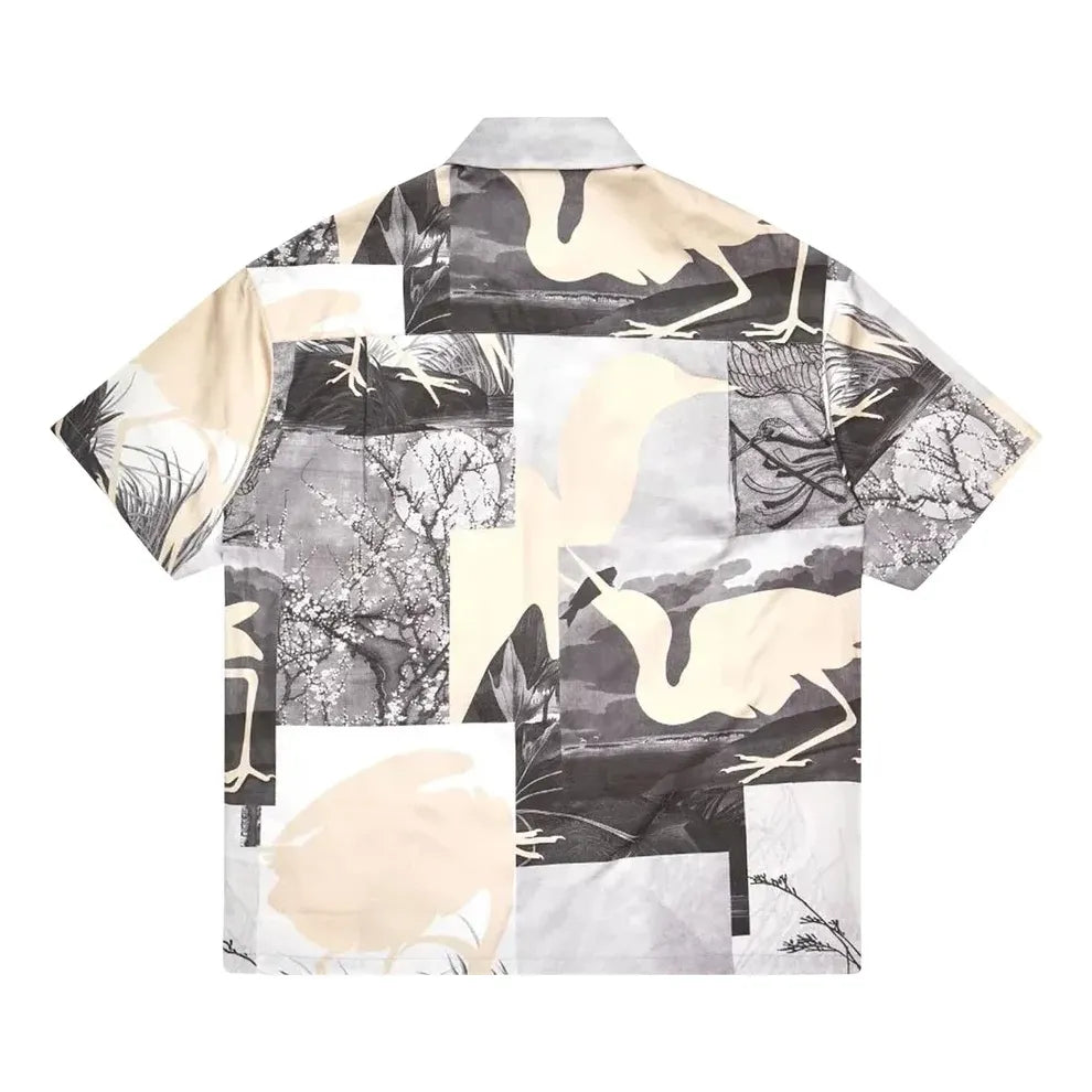 HERON PRESTON Cut Out Bowling Shirt 'Grey' HMGA027S21FAB0021001