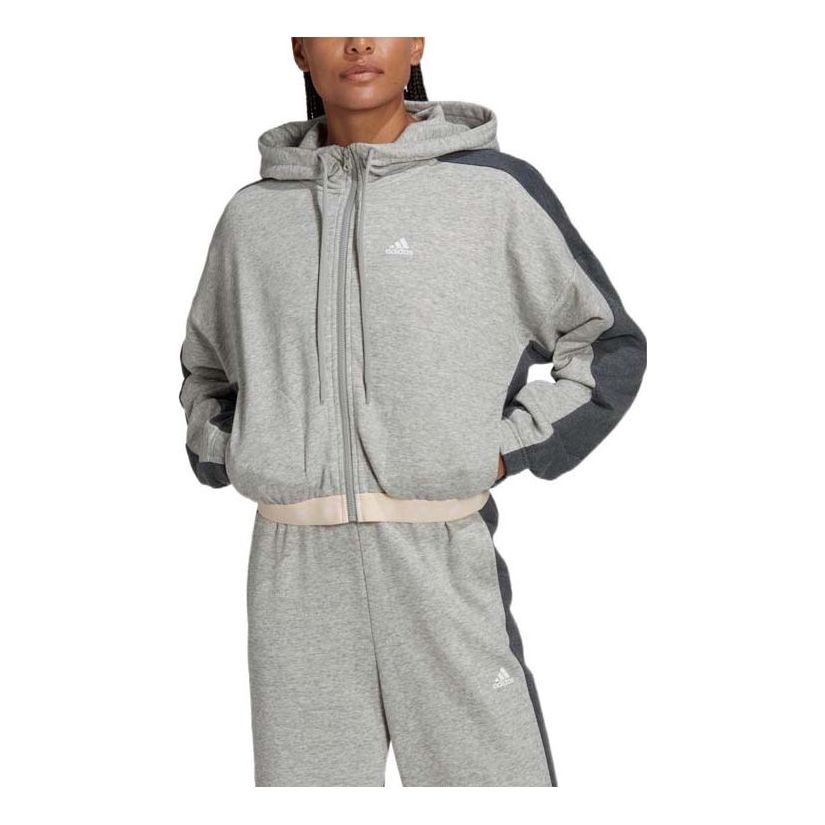 (WMNS) adidas Hyperglam French Terry Hooded Jacket 'Grey' HZ9668