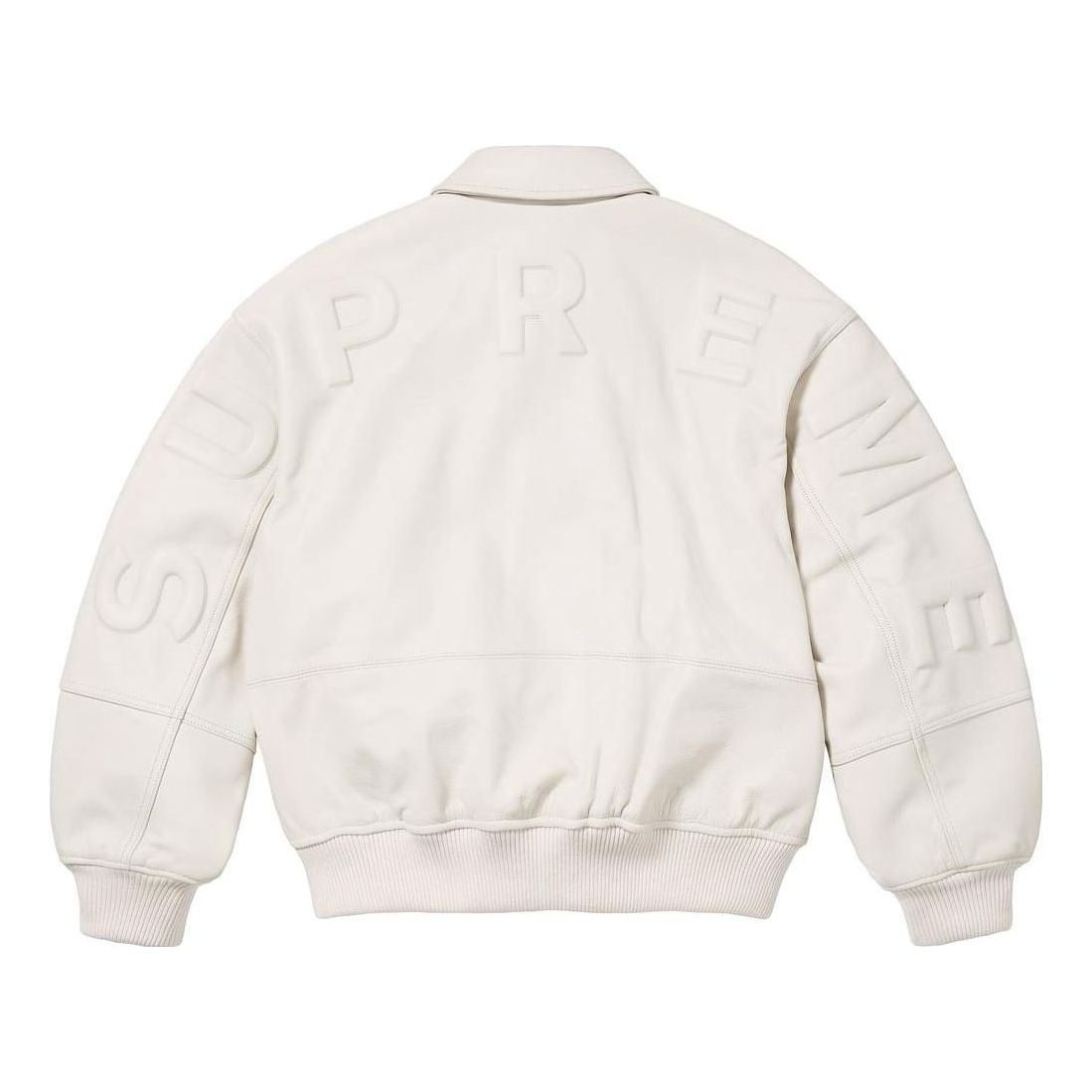 Supreme GORE-TEX Infinium Windstopper Leather Varsity Jacket 'White' SUP-FW23-095