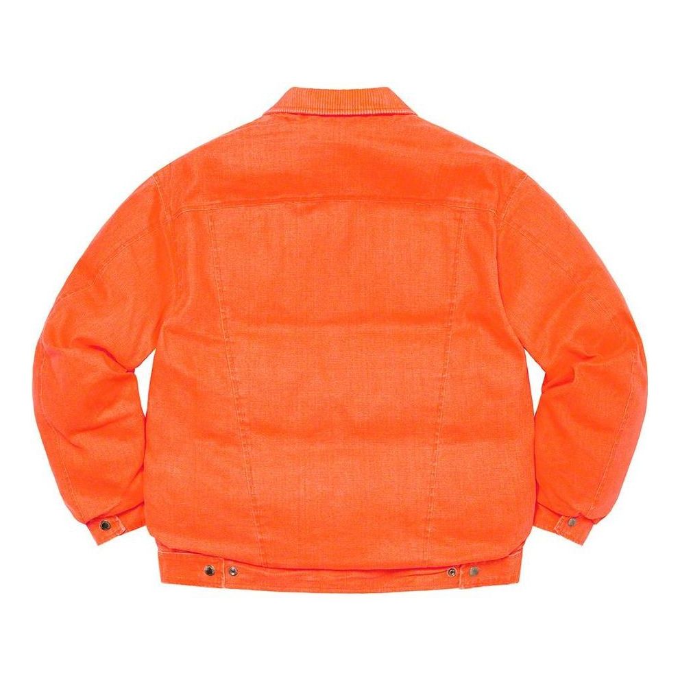 Supreme x Schott Canvas Down Trucker Jacket 'Orange Olive Green' SUP-FW22-787