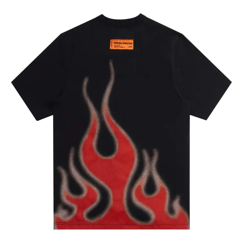 HERON PRESTON SS23 Heron Law Flames T-Shirt 'Black' HMAA032S23JER0071025