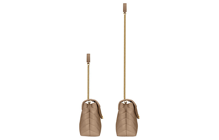 SAINT LAURENT LOULOU Calfskin Portable Crossbody Bag, Shoulder Bag Women's Gray Brown