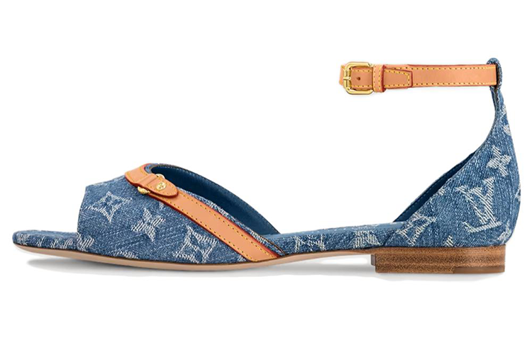 LOUIS VUITTON Helios One Strap Sandals Women's Blue