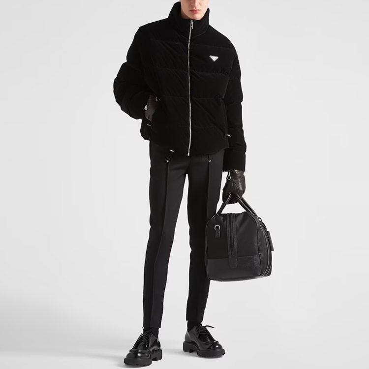 PRADA Velvet Cropped Down Jacket