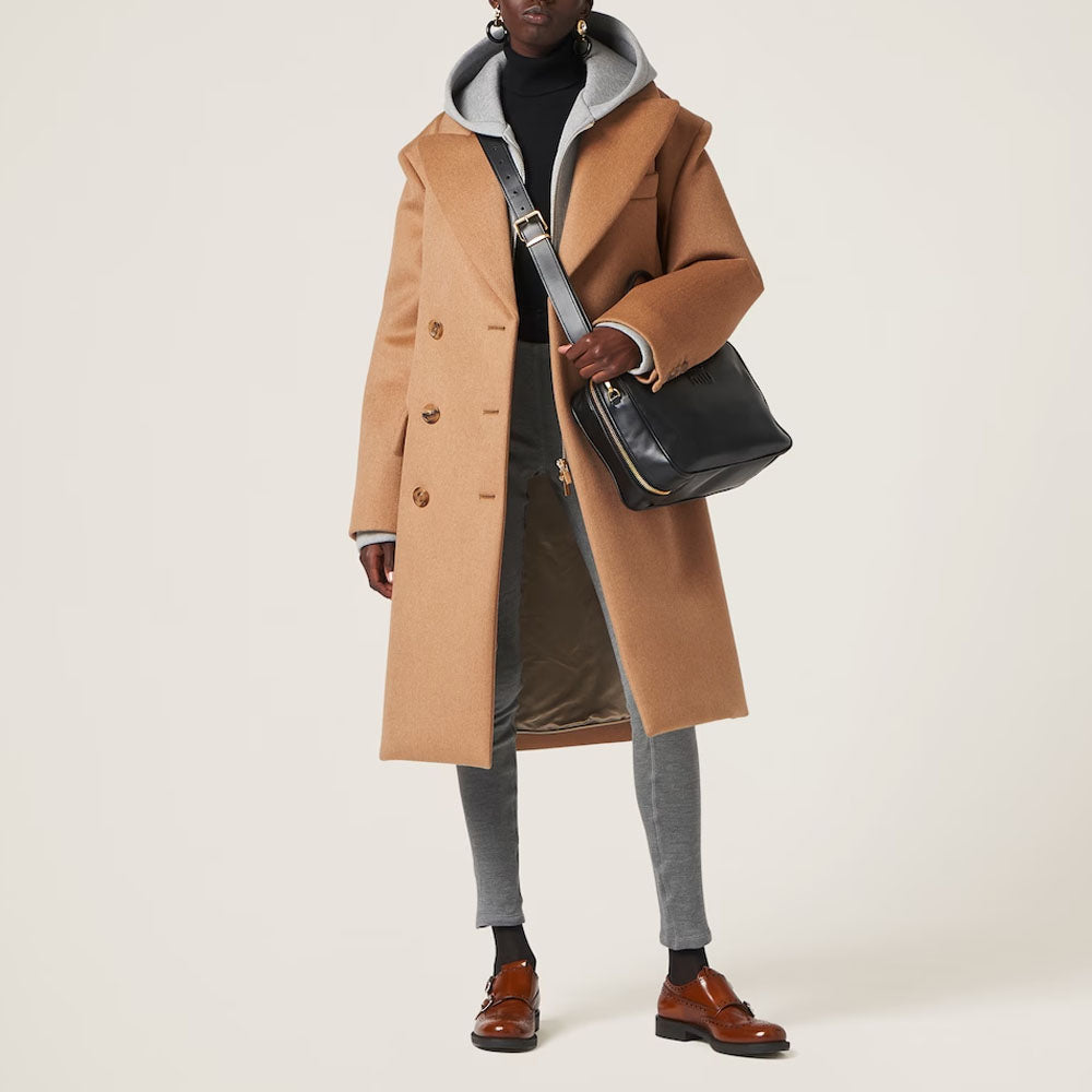 MIU MIU Coats Women's Camel Brown