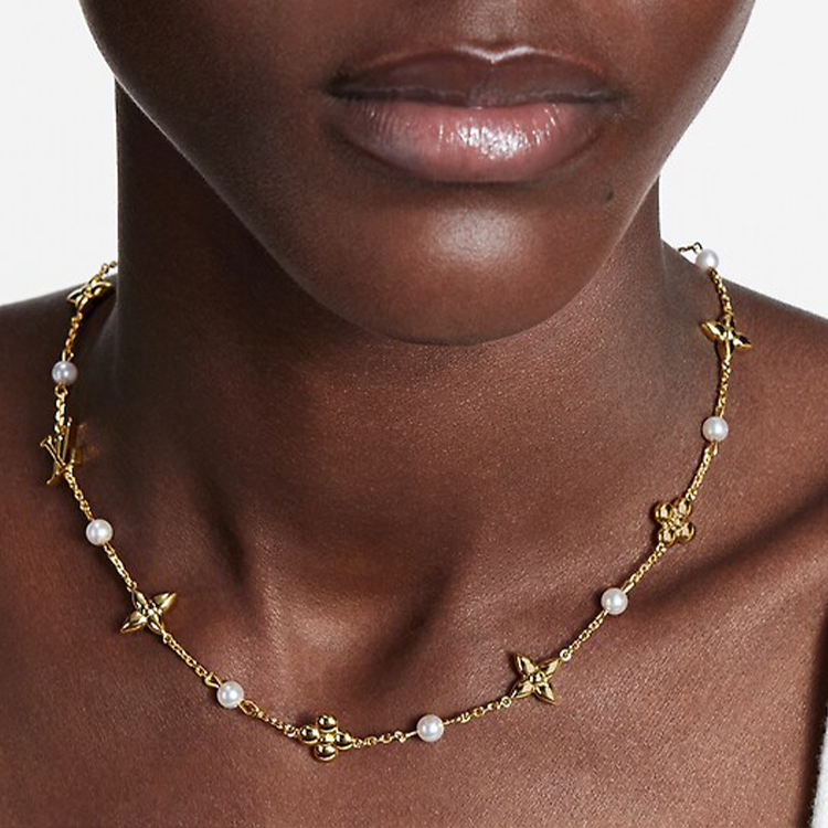 LOUIS VUITTON Metal, Resin, Pearl Necklaces Women's Gold