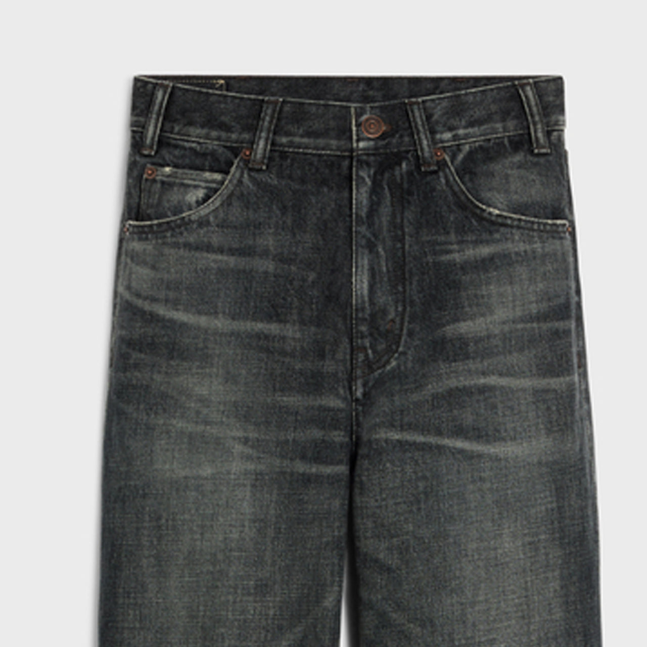 CELINE Kitty Jeans In Black Ice Rinse Wash Denim