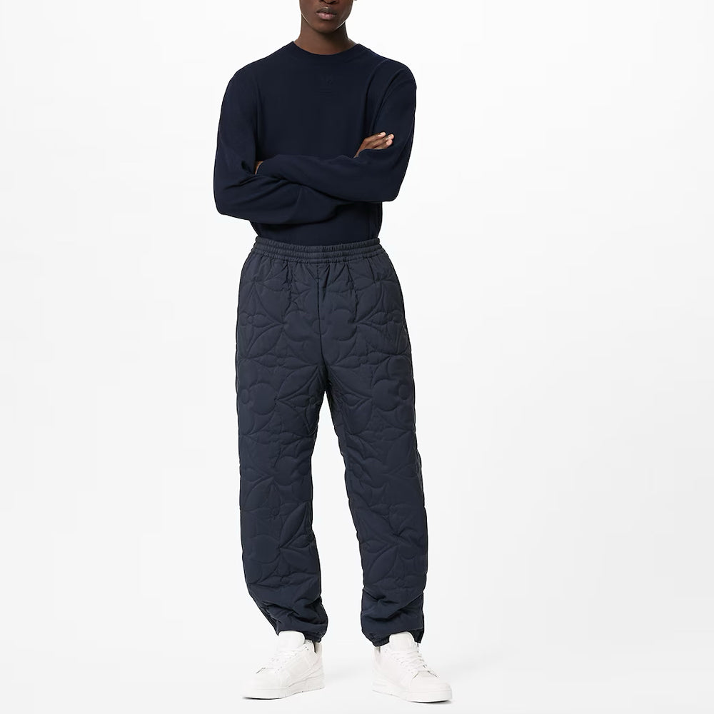 LOUIS VUITTON New Quarterly Products Of LV Knitted Sports Pants Men's Dark Blue