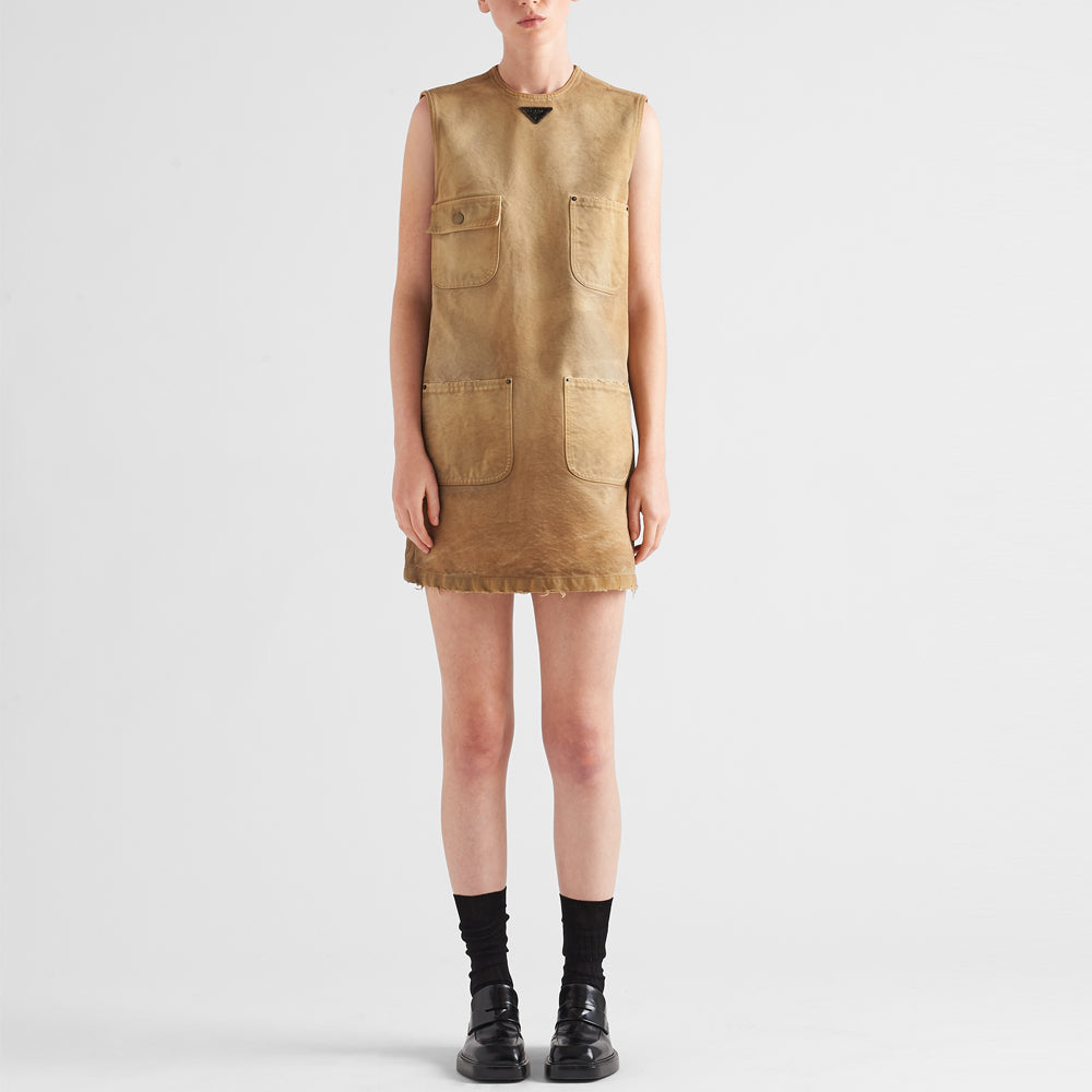 PRADA SS24 Sleeveless Dress Women's Light Umber