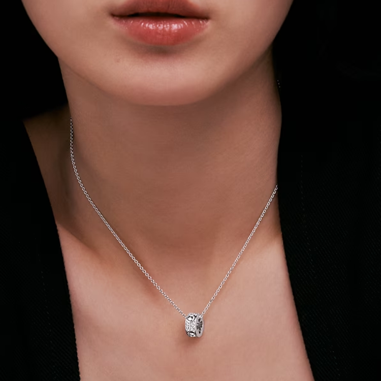 LOUIS VUITTON White Gold Diamond Necklaces Unisex Silver