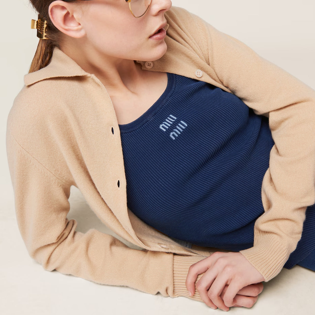 MIU MIU Tank Tops Women's Marine Blue