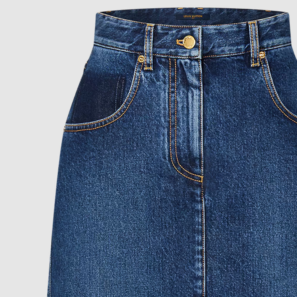 LOUIS VUITTON Washed Raw Denim Skirt