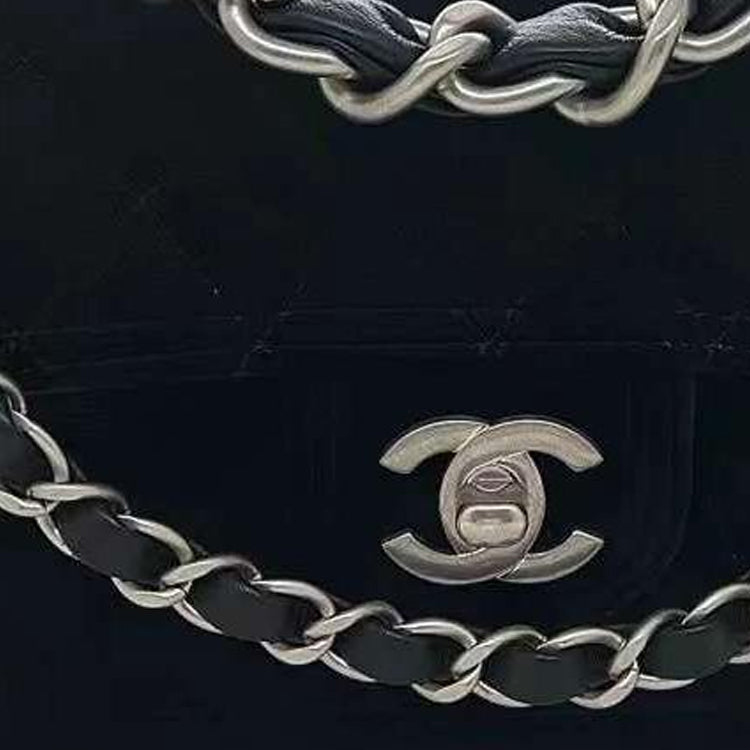 CHANEL Twill Velvet Shoulder Bag Crossbody Bag Mini Women's Black