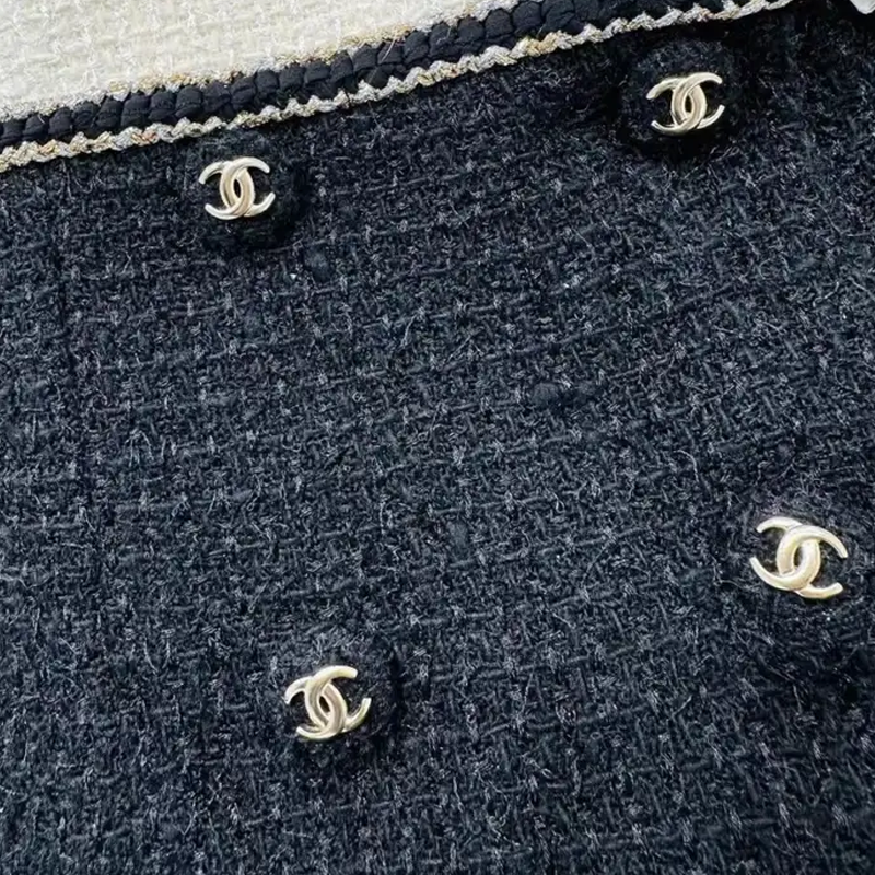 CHANEL Jacket Women's Black White