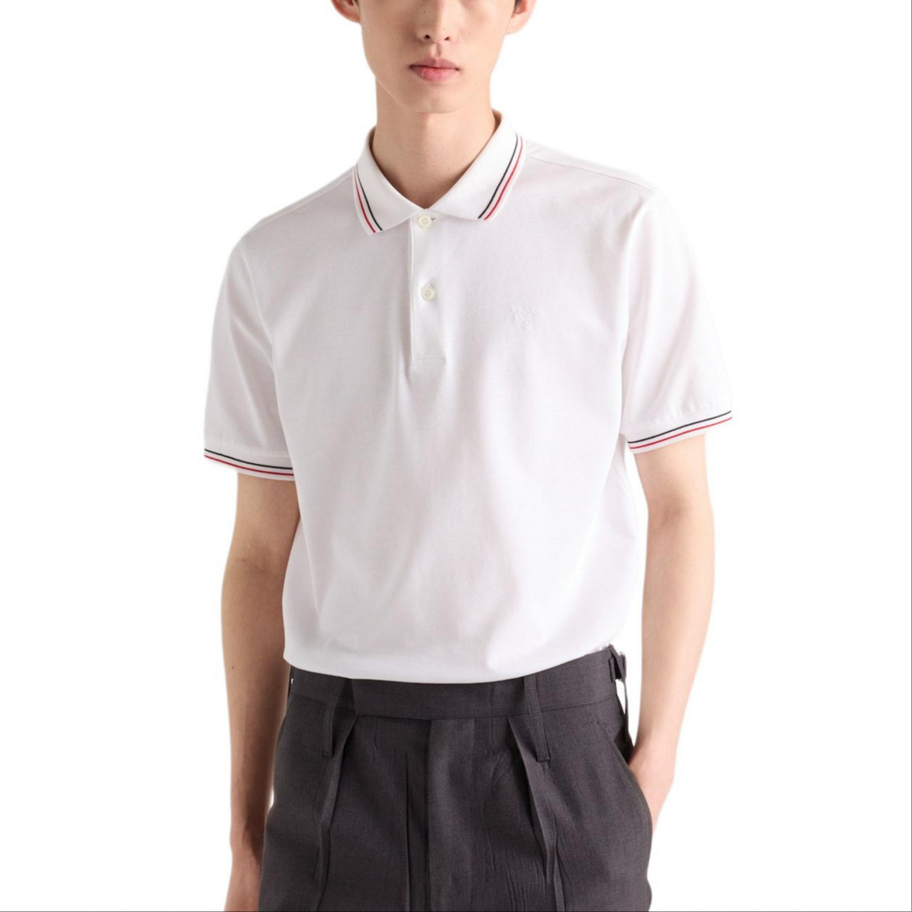 PRADA SS25 Polo Shirt Men's White