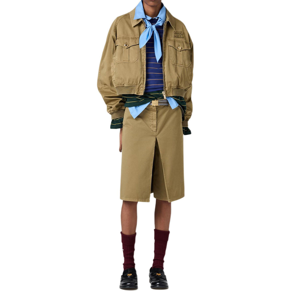 MIU MIU Garment dyed Cotton Bomber Jacket