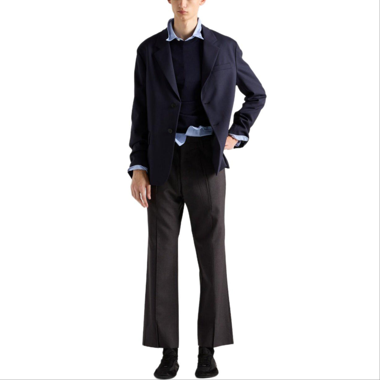 PRADA SS25 Casual Pants Men's Coal Gray