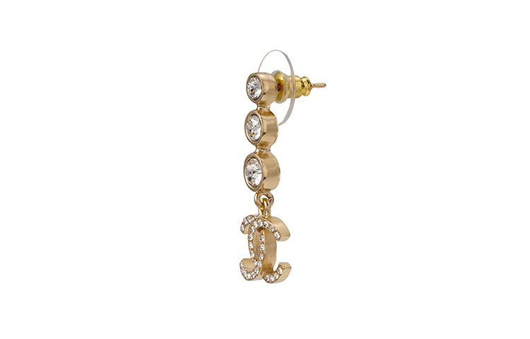 CHANEL Crystal Cc Drop Earrings
