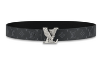 LOUIS VUITTON Eagle Logo, Cow Leather Belt, Black, Width 4cm Men's