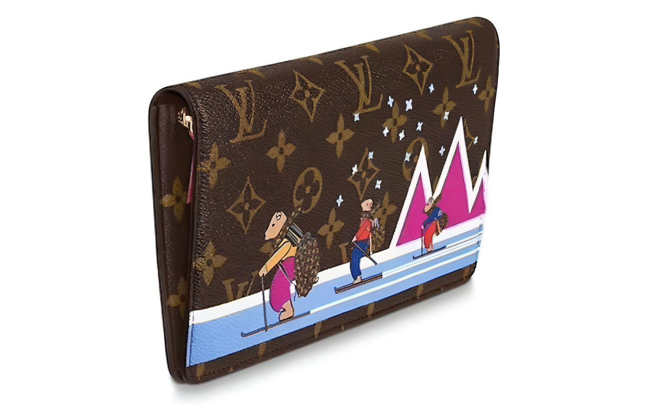 LOUIS VUITTON Pochette Weekend Monogram Illustre Xmas Bear Brown/Pink