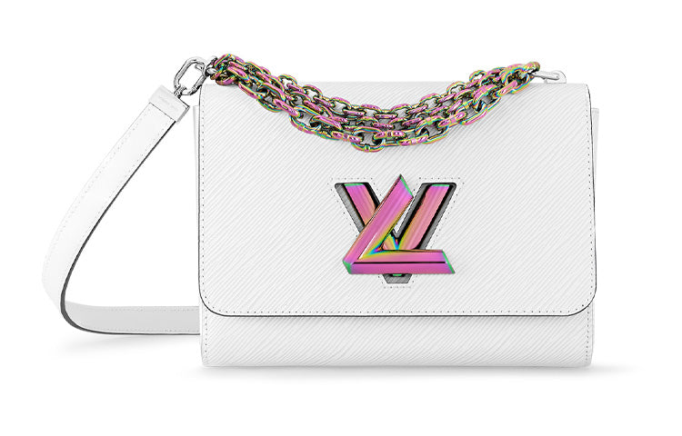 LOUIS VUITTON Twist EPI Leather Patchwork Cow Leather Shoulder Bag Crossbody Bag Medium Size Women's White
